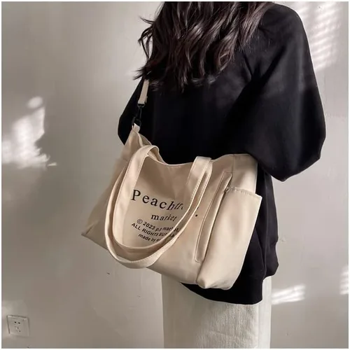 Vista 3 de Bolso de mano estético vintage, bolso cruzado de lona, bolso de hombro hippie, indie, bohemio, bolso hobo para mujer, accesorios grunge
