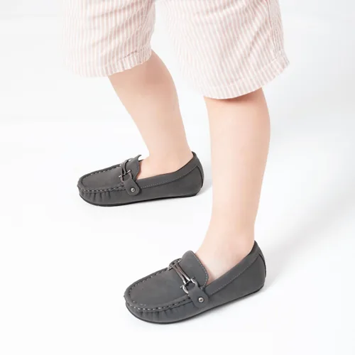 Vista 3 de Kannior Mocasines de cuero sin cordones para niños y niñas, con textura, planos, vestido de barco, mocasín, escuela, zapatos para caminar