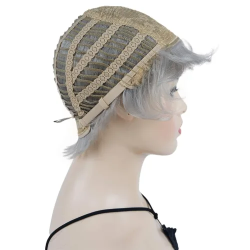 Vista 7 de Wiginway corto rizado pelucas sintéticas con flequillo pelo premium natural moda pelucas para señora mujeres #101
