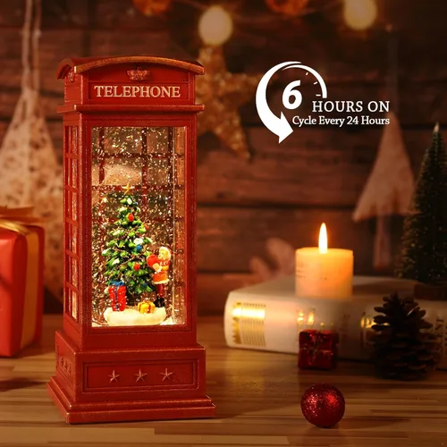 Vista 2 de Linterna de globo de nieve de Navidad, linterna de Navidad con música de 8 temas navideños, regalos de globo de nieve de Navidad con agua