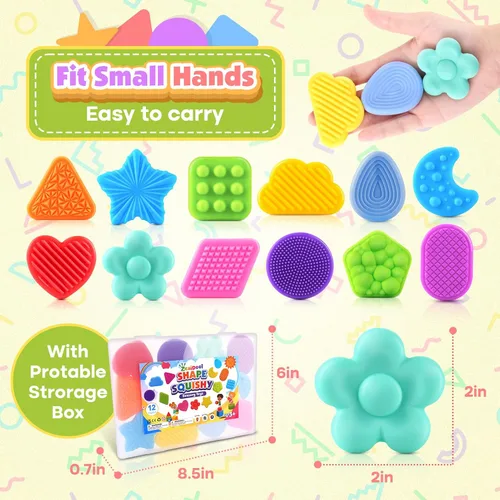 Vista 6 de Juguetes Sensoriales Esponjosos para Niños Pequeños: 12 Piezas Súper Suaves y Texturizadas Fidget Sensorial para Niños Autistas con Necesidades