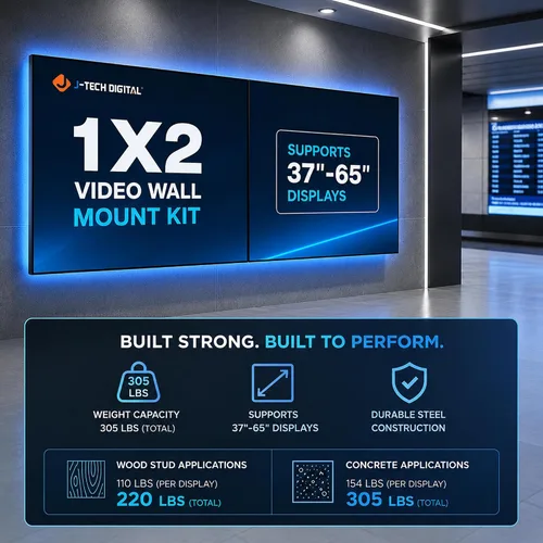 Vista 2 de J-Tech Digital Kit de montaje en pared para TV de 1 x 2, se adapta a 2 pantallas de 37 a 65 pulgadas con brazos ajustables de inclinación