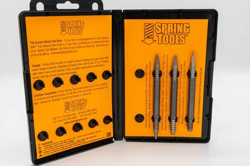 Vista 2 de SpringTools CA198 - Juego de carpintería de 3 piezas con iniciador de uñas, juego de uñas, cincel de madera, punzón central