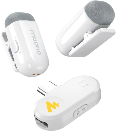 Vista 11 de MAONO Wave T1 Mini micrófono inalámbrico Lavalier para iPhone/Android, cancelación de ruido, filtro de voz AI, 30 horas utilizado con estuche