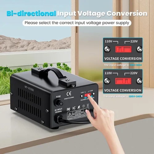 Vista 4 de Transformador convertidor de voltaje de 500 W (110 V a 220 V o 220 V a 110 V) convertidor elevador/reductor 110/120 voltios - 220/240 voltios
