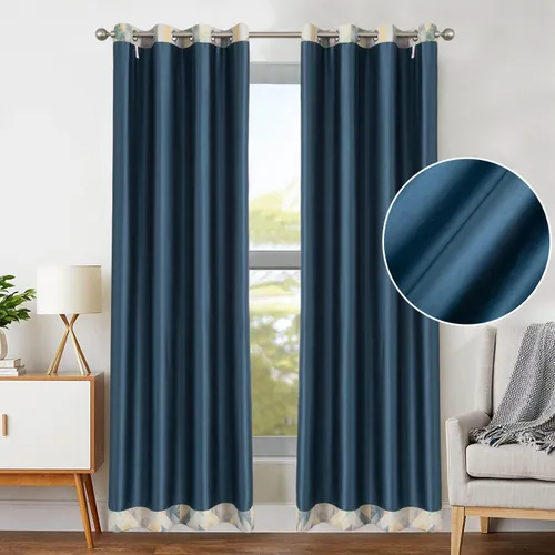 Vista 8 de VOGOL Juego de 2 paneles de cortinas 100% opacas, patrón geométrico, aislamiento térmico, cortinas de privacidad para dormitorio, sala de estar