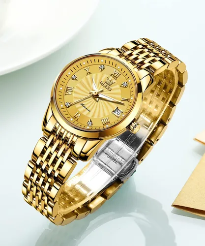 Vista 5 de OLEVS Reloj automático para mujer, con diamantes de moda, de lujo, mecánico, de acero inoxidable, para mujer, luminoso, resistente al agua