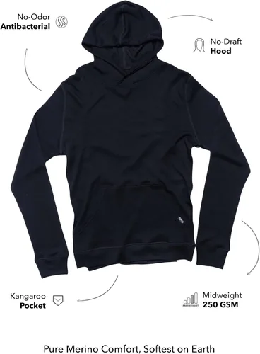 Vista 6 de Woolly Clothing - Sudadera con capucha de lana merino para hombre, transpirable, antiolor