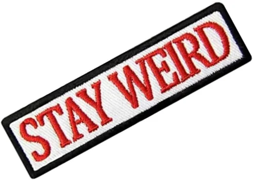 Vista 6 de Parche Stay Weird - Parche bordado - Parche para planchar / coser - Parches para ropa, mochila, chaquetas, gorras, etc. (blanco)