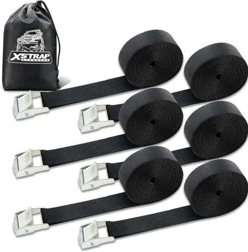 Vista 7 de Xstrap correas de amarre con trinquete (6 unidades, 8 pies 1-pulgada), Negro, XS16006 1000 lb Break Strength 1-inch Powersports Tie Down with