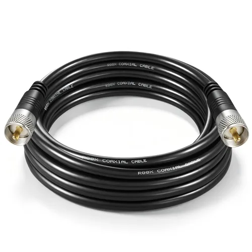 Vista 12 de Cable coaxial RG8x, Cable coaxial CB, 1 pie UHF PL259 Macho a Macho Cables de antena CB de baja pérdida, 50 ohmios para radio HAM, analizador