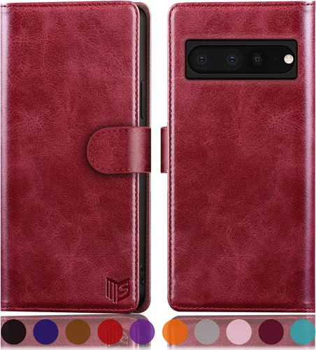 Vista 8 de SUANPOT Funda tipo cartera para Google Pixel 7 Pro 5G con bloqueo RFID, tarjetero de crédito, funda protectora de piel sintética con tapa para Negro