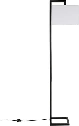 Vista 3 de Henn&Hart 68" Traditional 1-Light Floor Lamp with White Fabric Rectangle Shade for Living Room, Bedroom, or Office, Black
