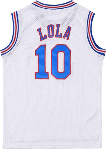 Vista 2 de Camisetas de baloncesto para hombre #10 Lola #1 Bugs Space Movie Sports Shirts 90s Hiphop Party Clothing White