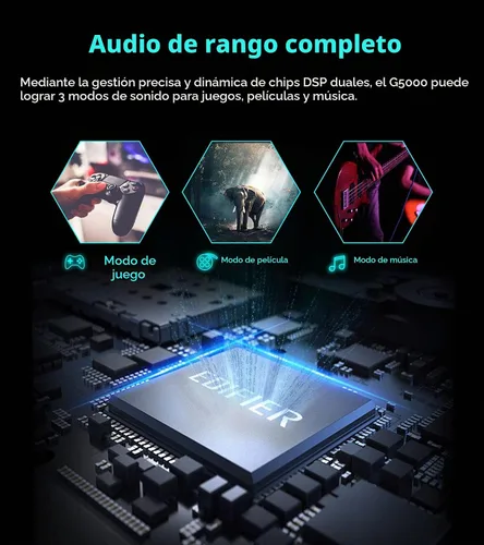 Vista 4 de HECATE G5000 Altavoces Bluetooth para juegos de computadora, altavoces de escritorio inalámbricos de audio de alta resolución, 88 W RMS alimentado