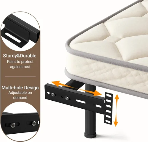 Vista 3 de Soportes de cabecera de cama ajustables, soportes de cabecera ajustables para marco de cama de metal, base de cama con kit de extensión de estribo