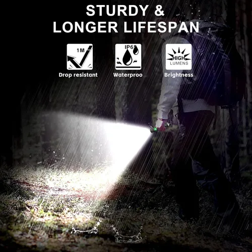 Vista 6 de ATDOALL Linterna LED recargable, linternas magnéticas USB con luz lateral de mazorca, pequeñas linternas tácticas, impermeable, zoomable, luz