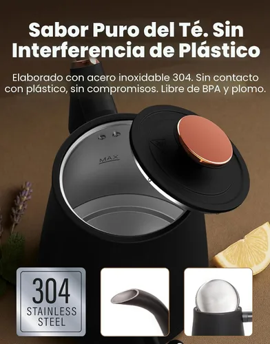 Vista 3 de Vianté - Hervidor Eléctrico de Cuello de Cisne con Control Preciso de Temperatura. Hervidor para Café y Té de Goteo. Protección Contra Hervir hasta