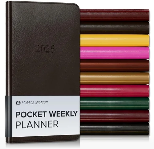 Vista 17 de Gallery Leather Planificador Semanal y Mensual Grande 2025-2026, Calendario Planificador y Cuaderno Elegantemente Encuadernado con Elegantes Bordes