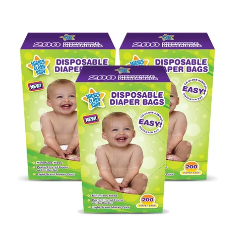 Vista 6 de Mighty Clean Bolsas de pañales desechables para bebés con aroma a polvo ligero, 300