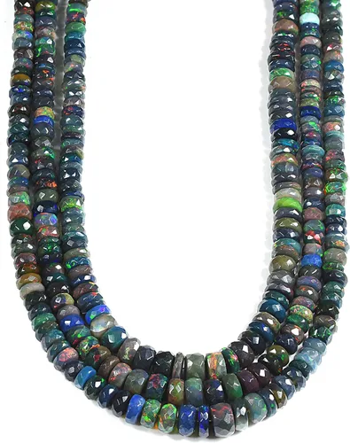Vista 2 de Vatslacreations Cuentas de ópalo etíope negro Cuentas sueltas de ópalo negro con piedras preciosas facetadas Rondelle para hacer joyas