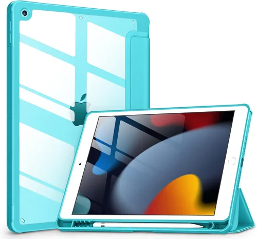 Vista 18 de VIKESI - Funda para iPad de 9ª / 8ª / 7ª generación de 10.2 pulgadas (lanzada en 2021/2020/2019), parte trasera transparente, cubierta de marco