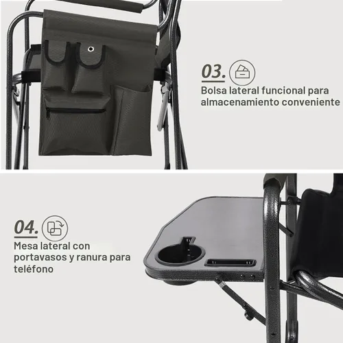 Vista 5 de EVER ADVANCED Silla de camping de aluminio ligero, capacidad de 350 lb Verde oscuro