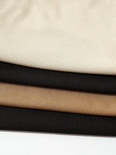 Vista 5 de MakeMeChic Paquete de 4 mamelucos de punto acanalado con mangas sólidas para mujer