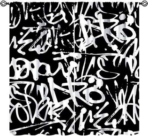 Vista 10 de Cortina opaca de graffiti para pared de ciudad, graffiti, hip hop, cultura callejera, impresión colorida de arte abstracto para niños, adolescentes