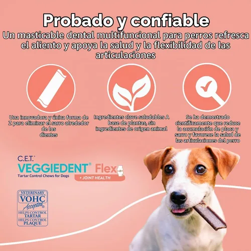 Vista 6 de C.E.T. Veggiedent Fr3sh & Flex Placa y control de sarro masticable para perros, XS
