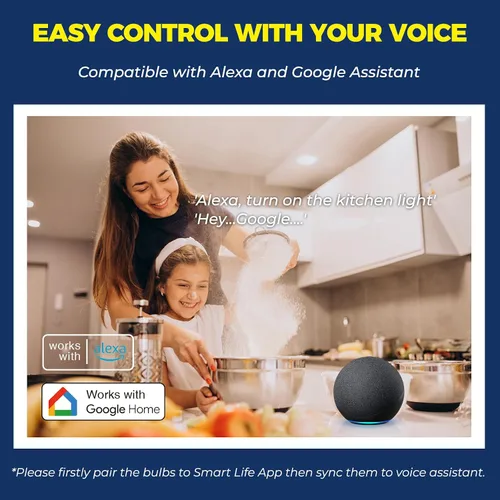 Vista 8 de Lightinginside Bombilla inteligente equivalente a 75 W, 1100 lúmenes, 12 W, RGBCW BR30 E26, funciona con Alexa/Google Home/Smart Life, bombillas LED