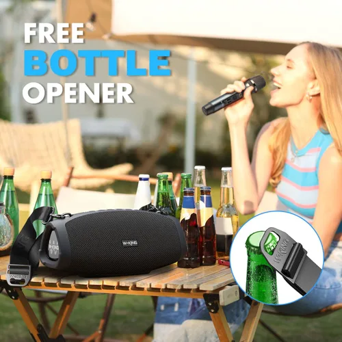 Vista 5 de W-KING Altavoces Bluetooth portátiles con micrófono inalámbrico, (pico de 120 W) 70 W altavoz para exteriores Bluetooth inalámbrico impermeable