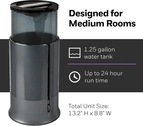 Vista 6 de Honeywell Designer Series Humidificador de niebla fría, humidificadores de habitación, color negro