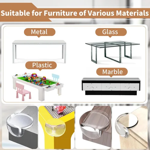 Vista 4 de Protector de esquina de silicona, protectores de mesa para bebé, protectores de esquina transparentes para muebles y bordes de seguridad para bordes