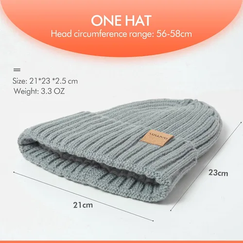 Vista 4 de zowya Ultrawarm Winter Beanie for Men & Women Thermal Lining Double-Layer Skully Thick Knit Beanie, 1-Hat
