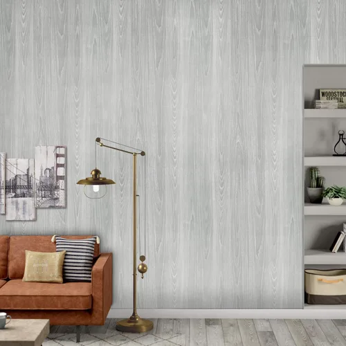 Vista 3 de Papel de Contacto de Madera Gris 17.71 x 118 Pulgadas Textura de Grano de Madera Papel Tapiz Adhesivo Despegar y Pegar Papel Adhesivo Gris Claro
