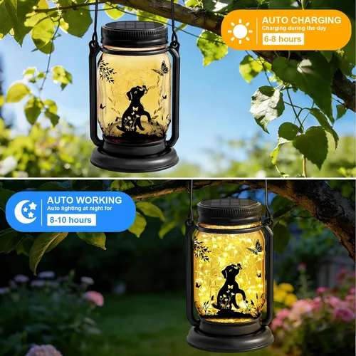 Vista 3 de Faroles solares al aire libre, regalos para amantes de los perros, mariposa
