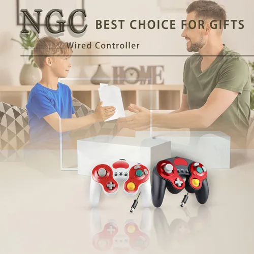 Vista 6 de A-KSXJ Latest Upgraded GameCube Controller Classical Gamepad for Nintendo Switch GameCubeWii UWii with HD Vibration TURBO Function 18m Cable and