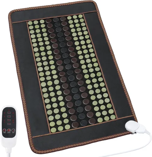 Vista 8 de Almohadilla térmica de infrarrojos lejanos, jade natural y 2 almohadillas térmicas de turmalina diferentes, almohadillas térmicas eléctricas