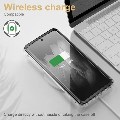 Vista 6 de SURITCH Funda Ultra Clear para Samsung Galaxy S21 de 6.8 pulgadas (solo protector de pantalla), [protector de pantalla integrado] carcasa rígida