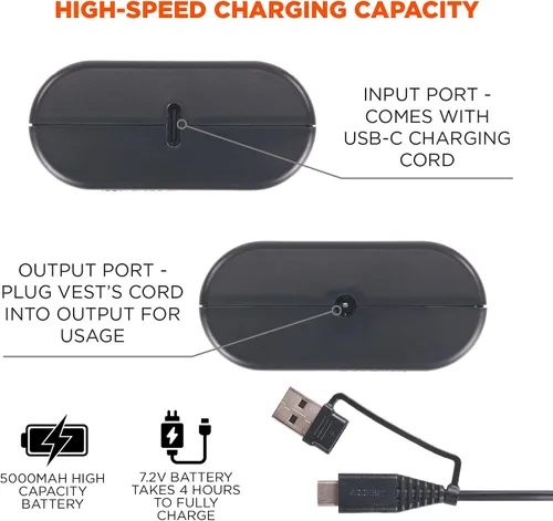 Vista 8 de Ergodyne Chaleco térmico recargable unisex para adultos con batería