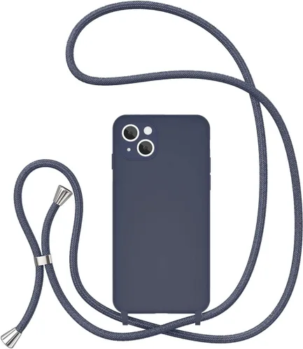 Vista 20 de UEEBAI Funda de teléfono con cordón cruzado para iPhone 14 de 6.1 pulgadas, funda de silicona con correa ajustable para collar, correa suave
