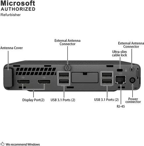 Vista 4 de HP Mini escritorio 800 G4 Intel i5-8500T hasta 3.50GHz 16GB DDR4 Nuevo 512GB NVMe SSD integrado Wi-Fi BT Dual Monitor Soporte inalámbrico teclado