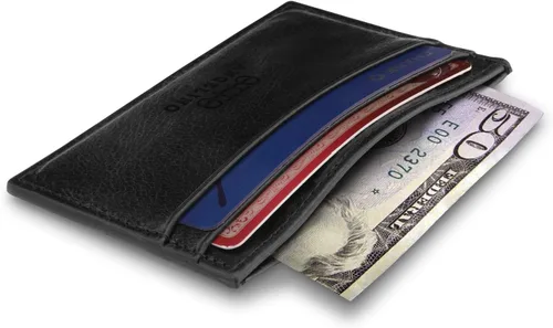 Vista 5 de Cartera de piel auténtica para tarjetero, tarjetas bancarias, dinero, licencia de conducir, bloqueo RFID, unisex