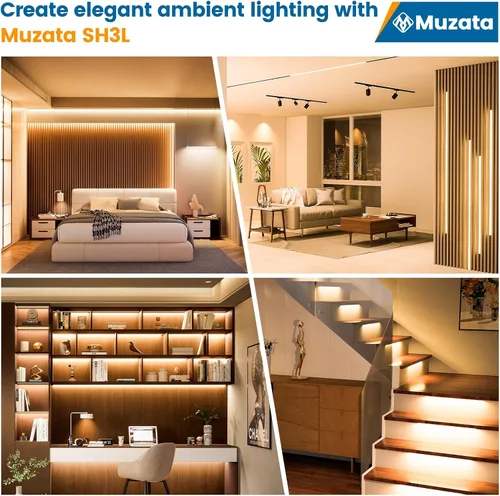 Vista 7 de Muzata 5M/16.4FT 320LED/m Tira de luces LED COB de alta densidad DC24V 3000K Blanco cálido impecable se adapta al canal LED U1SW U108 U103 Tira
