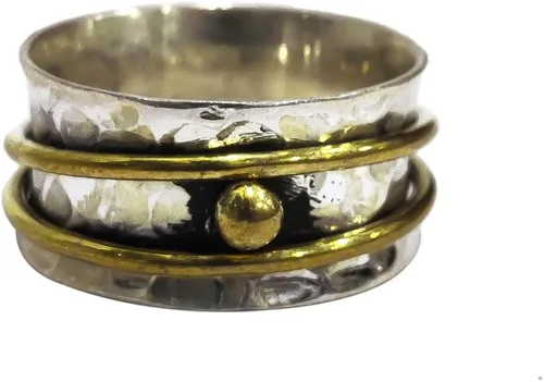 Vista 6 de Infinity Spinner Band, Meditation Ring, 925 Sterling Silver Ring, Spinning Thumb Ring, Two Tone Ring, Fidget Ring, Handmade Jewelry, Christmas