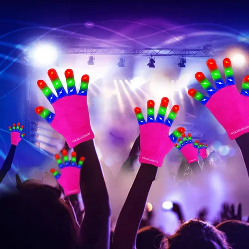 Vista 5 de WEICHUANGXIN LED Gloves, Light Up Gloves Finger Lights 3 Colors 6 Modes Flashing LED Gloves Colorful Flashing Gloves Kids Toys for Christmas