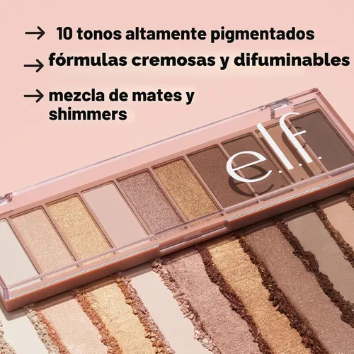 Vista 5 de e.l.f. Paleta de Sombras de Ojos Perfect 10, Diez Tonos Nude Ultra-pigmentados, Fórmula Mezclable, Vegano y Libre de Crueldad, Everyday Smoky