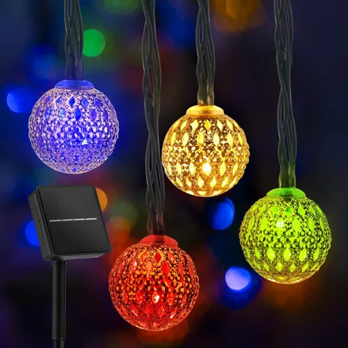 Vista 16 de Brightown Luces de Cadena Solares para Exteriores 60 LED 35.6 Pies Luces de Globo de Cristal con 8 Modos de Iluminación, Luces Solares Impermeables