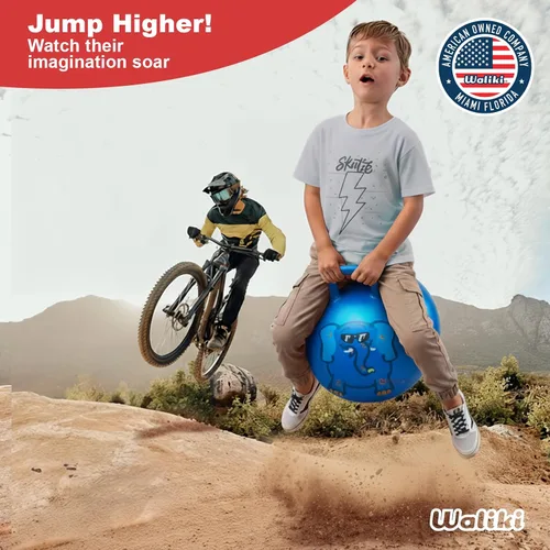 Vista 8 de WALIKI Pelota de Salto para Niños y Niñas de 3 a 6 años Bola de Saltar Hippity Hop Regalo de Cumpleaños Genial Azul 45,7 cm